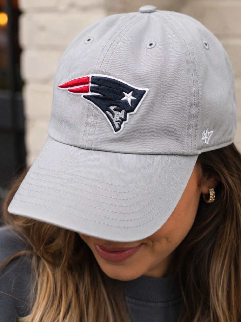 ’47 Brand New England Patriots Gray Clean Up Adjustable Dad Hat NFL